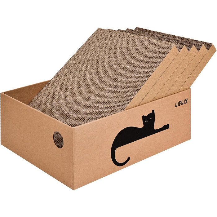 Котячий когтетоп LIFLIX з коробкою, 7 шт. когтешмат з картону, міцні котячі меблі, 42×32×15 см, великий (5 шт. когтешматів з коробкою)