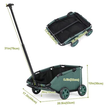 Візок для маленьких тварин, складаний, багатофункціональний, з висувним ручками, подушкою та страхувальним ремінцем, з кишенькою (темно-зелений)