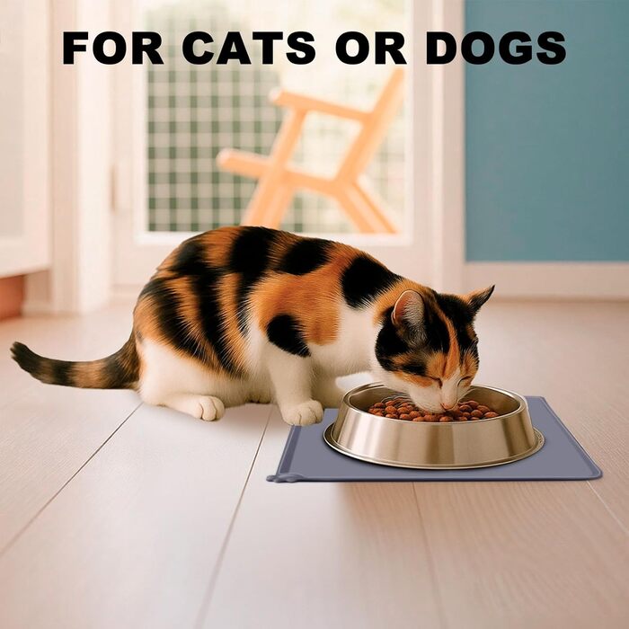 Силиконовий килимок під годівницю для собак та котів, сірий, 54x38 см | MOACC