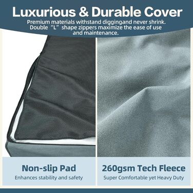 Ліжко для собак Sytopia XXL з Memory Foam, 17.8 см товщиною, велике, ортопедичне, для собак старше 45 кг, водовідштовхувальний та пральний чохол, внутрішнє вкладення, блакитний колір