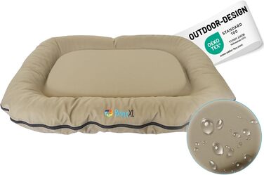 Ортопедична подушка для собак Luna S: 70x55 см, бежева. Зносостійка, для маленьких собак, для саду та дому. Можна прати при 60°C, з віскоеластомерної піни.