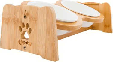 Преміум годівниця для собак та котів Petzy Ceramic, 350 мл | Регульована висота, антиковзаюча підставка, ідеальна для маленьких тварин