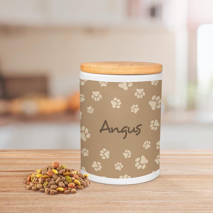 PICANOVA: персоналізована контейнер для ласощів з ім'ям - подарунок для собак - зберігання сухого корму - керамічна банка для власників собак та котів - Simply Paws Design