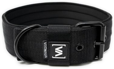VITOMALIA® нашийник для собак 4 см, неопренова підкладка, чорна пряжка з нержавіючої сталі, для середніх порід (40-50 см, чорний)