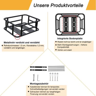 Металевий задній кошик для велосипеда: міцний, великий, з дощем. Підходить для велосипедів та електровелосипедів, для покупок, перевезення собак. Без внутрішнього мішка, з сіткою для багажу.
