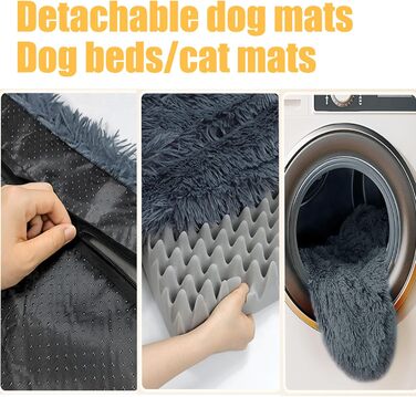 М'яке ліжко для собак середніх порід та котів, 75 x 50 x 8 см, темно-сірий колір