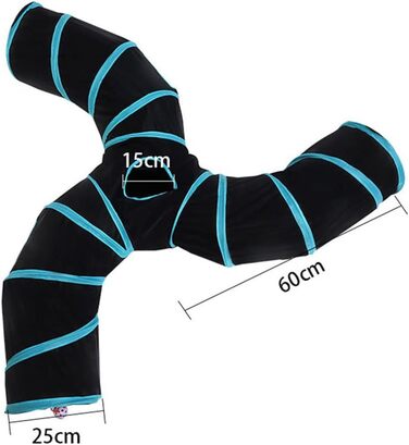 Туннель для котів Alnicov S-подібний, 3-х стороння конструкція, складаний, інтерактивна іграшка-лабіринт для кошенят, цуценят, кроликів та морських свинок з сумкою для зберігання