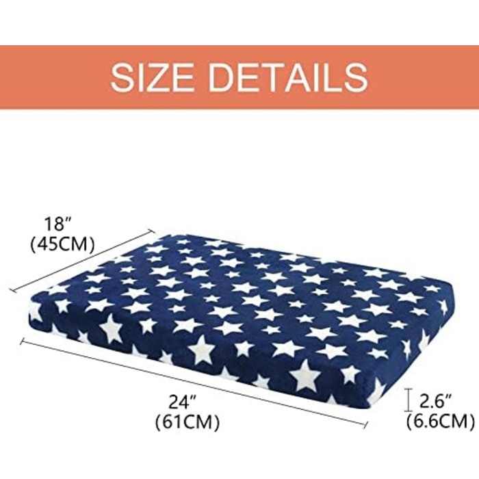 Килимок для собак EMPSIGN, підходить для кліток, знімний та пральний чохол, водонепроникний, 61x46x6.6 см, блакитний