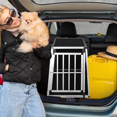 Алюмінієва переносна коробка для собак Defacto (XL) 91x65x69 см, срібна