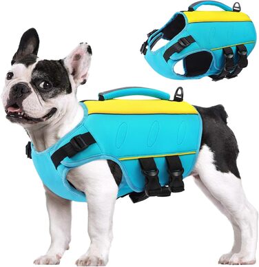 Рятувальний жилет для собак AOFITEE з надзвичайним плавучістю, для малих, середніх та великих собак, з регулюванням та ручкою для рятування, синій