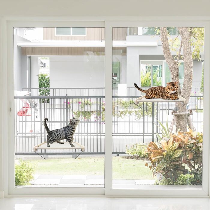 Ліжко-гамак для котів на вікно, платформа-поличка, місткість до 18 кг, ідеально для сну, ігор та відпочинку, металева кріпильна конструкція