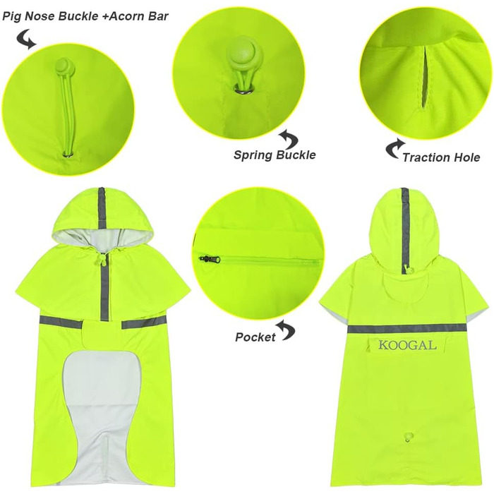 Водонепроникний дощовик для великих собак, зелений, розмір 6XL