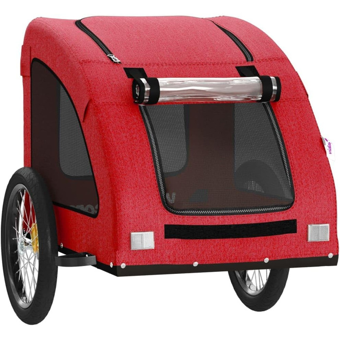 Причіп для собак Fasba: велосипедний причіп для тварин з відбивачами та прапорцем, для котів та собак, червоний, Oxford-тканина та метал