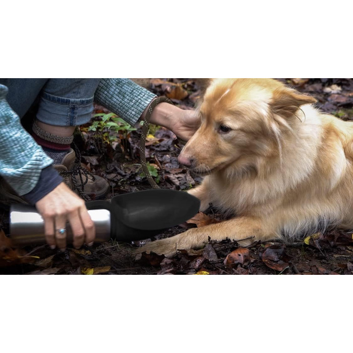 Pacific Paws Поїлка для собак Northwest - переносний диспенсер води, сталева пляшка, силіконовий миска у формі листка, 765 мл, чорний