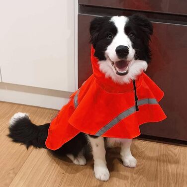 Дощовик для собак, дощовий плащ для собак з капюшоном, підходить для шлейки, легкий та світловідбиваючий дощовик для собак середніх та великих порід (Червоний, S)