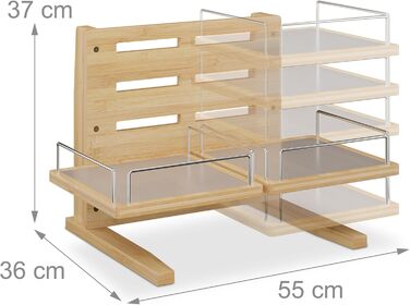 Станція для годування собак Relaxdays, регульована годівниця, HBT: 37x55x36 см, підставка для мисок з силіконовим килимком, бамбук, натуральний дизайн