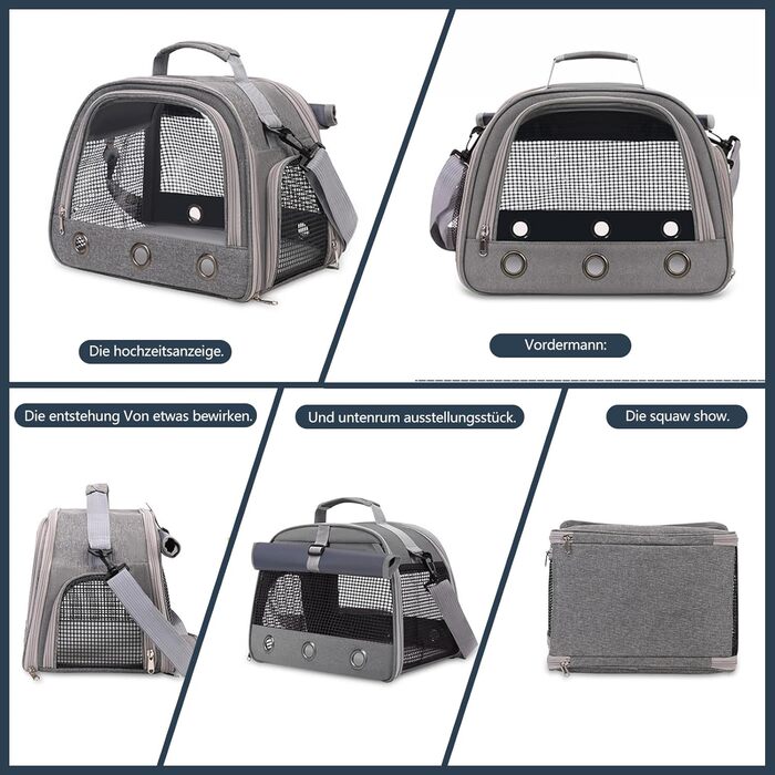 Транспортна переноска для кота, кролика, хом'яка, морської свинки, сіра. Зручна, складна, дихаюча переноска для тварин