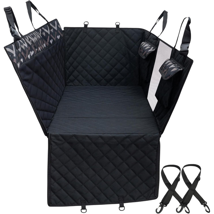 Захист для заднього сидіння авто для собак з жорстким дном, водонепроникний, для стандартних авто та SUV (Чорний)