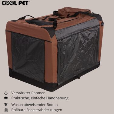 Переносна складана переносна коробка для собак 91х64х64 см, 2XL (колір: коричневий)