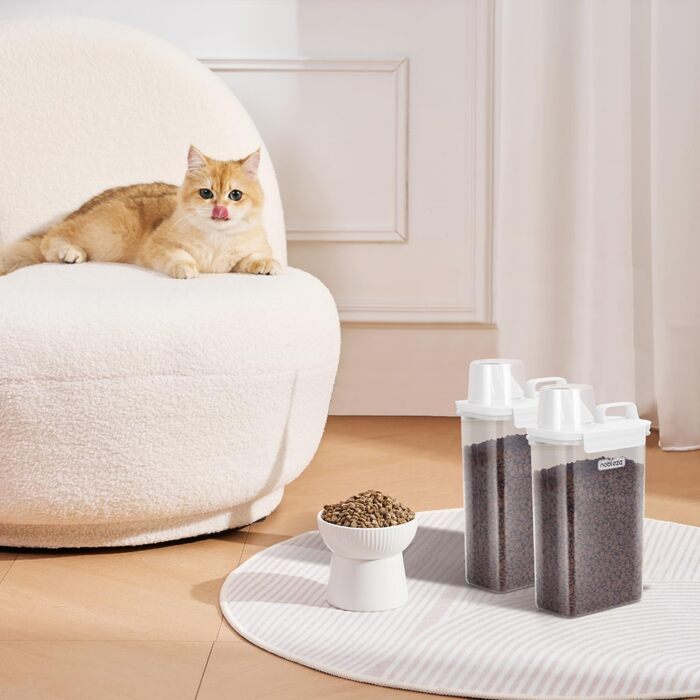 Контейнер для корму для тварин Nobleza, 2.5L, відро для корму для собак та котів з мірним стаканчиком