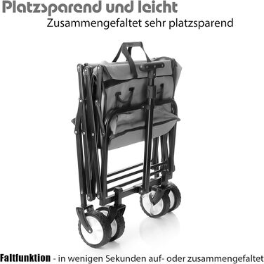 Складаний вагончик BigDean Kompakter – вантажопідйомність до 80 кг, сірий та чорний