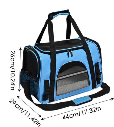 Сумка-переноска для собак – сумочка на плече, розкладна, прозора туристична сумка | Легка переноска для цуценят та маленьких собак, зручний рюкзак для подорожей, Trans (блакитна)
