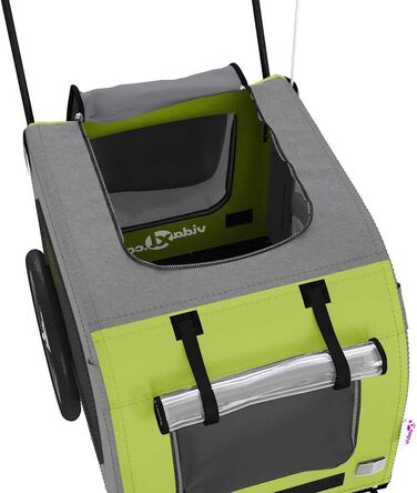 Причіп для тварин на велосипед з місцем для зберігання, зелено-сірий, для собак та котів