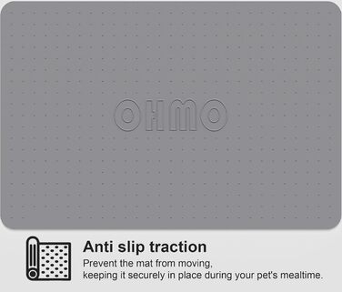 Підкладка під миску для собак та котів OHMO, 60x40 см, силіконова, неслизька, вологостійка, сіра