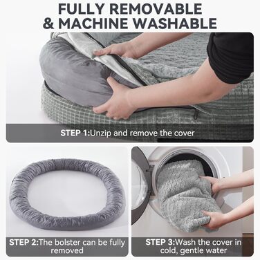 Ортопедичне ліжко для собак JOEJOY, диван для великих тварин, з піною з ефектом пам'яті, підтримує шию, розмір M (28'x 23'x 6.5'), сірий