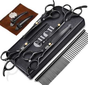 Набір професійних ножиць для грумінгу собак CIICII 10-в-1: безпечні, з різними типами лез для собак та котів