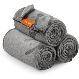 Накидка для собак Feandrea, 3 шт. в наборі, L, 127 x 102 см, фланель, сірий, для захисту дивану, для собак маленьких та середніх порід