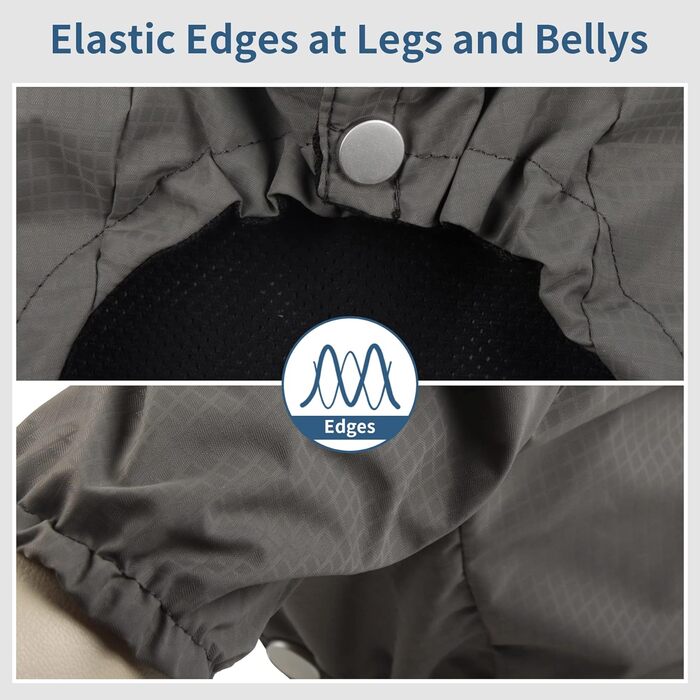 Дощовик для собак середнього розміру JoyDaog Premium з капюшоном, сірий, розмір L. Водонепроникна куртка для активного відпочинку та прогулянок.