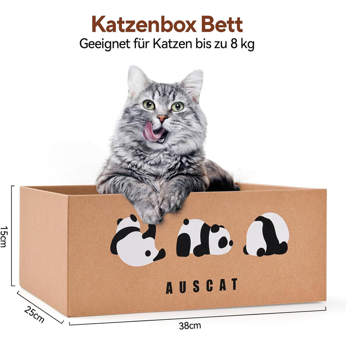 Котячий дряпак для стіни AUSCAT з коробкою, 7 шт. Картон для дряпання котів, захист стін та меблів, 37 x 24 см, дизайн Панда