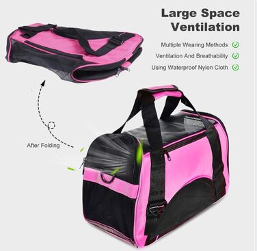 PETCUTE Сумка-переноска для собак і котів, рожева, 50 x 23 x 34 см