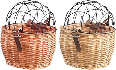 Корзина на кермо велосипеда для собак та котів, ручної роботи, плетіння, з кришкою, велосипедна сумка, аксесуари для велосипеда (A Camel)