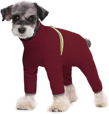 Теплий зимовий одяг для маленьких собак: теплий зимовий костюм, м'який фліс з світловідбиваючим блискавкою, комбінезон для собак, піжама для цуценят, костюм, одяг (Червоний, L)