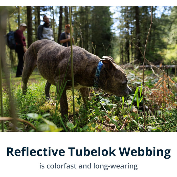 Нашийник для собак RUFFWEAR Crag, середній, з алюмінієвим кільцем V-Ring, регульований, 36-51 см, колір Midnight Wave