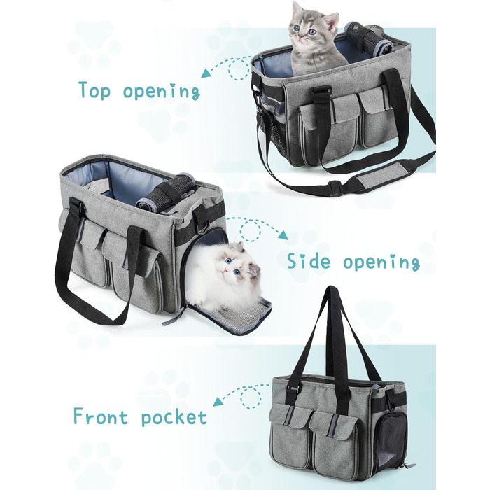 Транспортна переноска для котів та собак Happy Hachi, складана, з регульованим плечовим ременем, з м'якою оббивкою, для авіаперельотів, туристична переноска