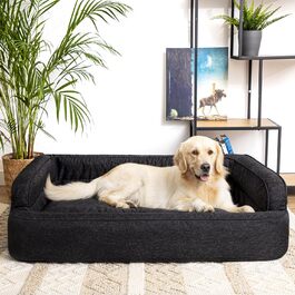 Ліжко для собак PillowPrim XXL 117x79 см, меблі для тварин, котяче ліжко, знімний чохол, чорне, лежак, кошик, подушка, диван для собак