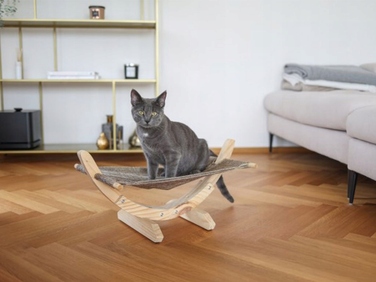 Гамак-ліжечко для котів Kerbl Siesta 2.0 Eco Wood, бежевий, 61x37x29 см