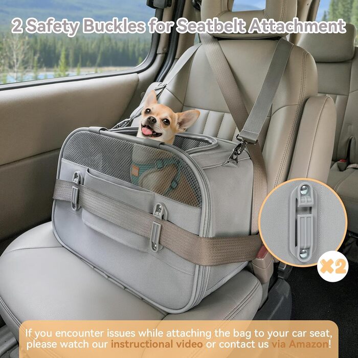 Транспортний бокс для котів та собак, сірий. Підходить для авіаперельотів та авто. Легкий, з безпечними пряжками та сіткою. Також використовується як сумка для зберігання.