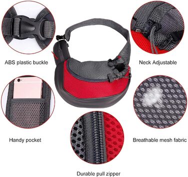 Тканинна переноска для собак та котів (маленьких порід), червона: зручна сумка-переноска для тварин з регульованим ремінцем, ідеальна для подорожей та прогулянок на свіжому повітрі