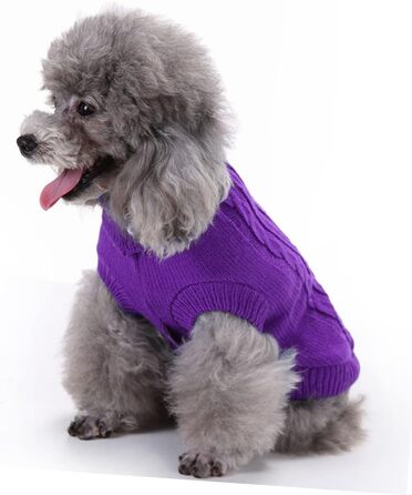 POPETPOP Пуловер для собак з акрилових волокон, теплий, для зими, фіолетовий (XXL), миючий, багаторазовий