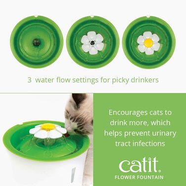 Фонтан для котів Catit Flower, 3 л, білий/зелений, поїлка для домашніх тварин