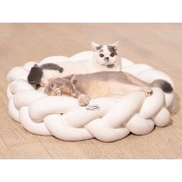 Катячий дім CheerPals 60см: зручна плетена лежанка для котів та маленьких собак, білий колір