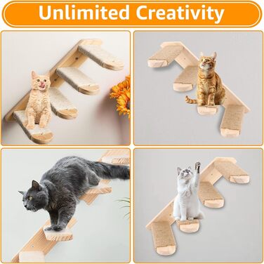 Кліматична стіна для котів DAJAVE з 8 сходинок, з джютового мотузка, для ігор та лазіння (до 20 кг)