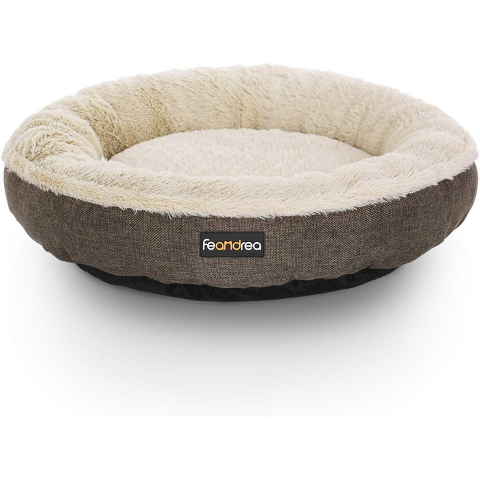 Кругле ліжко для собак та котів Feandrea, Donut, діаметр 55 см, коричневе, PGW55C, 55x55x12 см