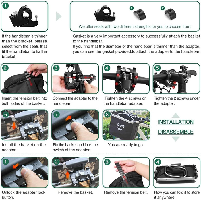 Складаний велосипедний кошик на кермо для собак, покупок, пікніків. З адаптером для керма