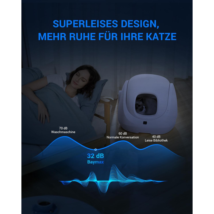 CATLINK Baymax: автоматичний туалет для котів 70л, XXL, 7-рівневий захист від протікання, керування через додаток, розпізнавання кількості котів, білий