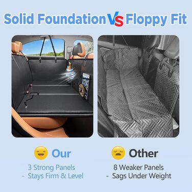 Подовжувач для заднього сидіння автомобіля для собак - чохол для сидіння з PU-шкіри, міцний, 100% водонепроникний, стійкий до подряпин та ковзання, підходить для автомобілів та SUV (витримує 180 кг) (L, повністю чорний)